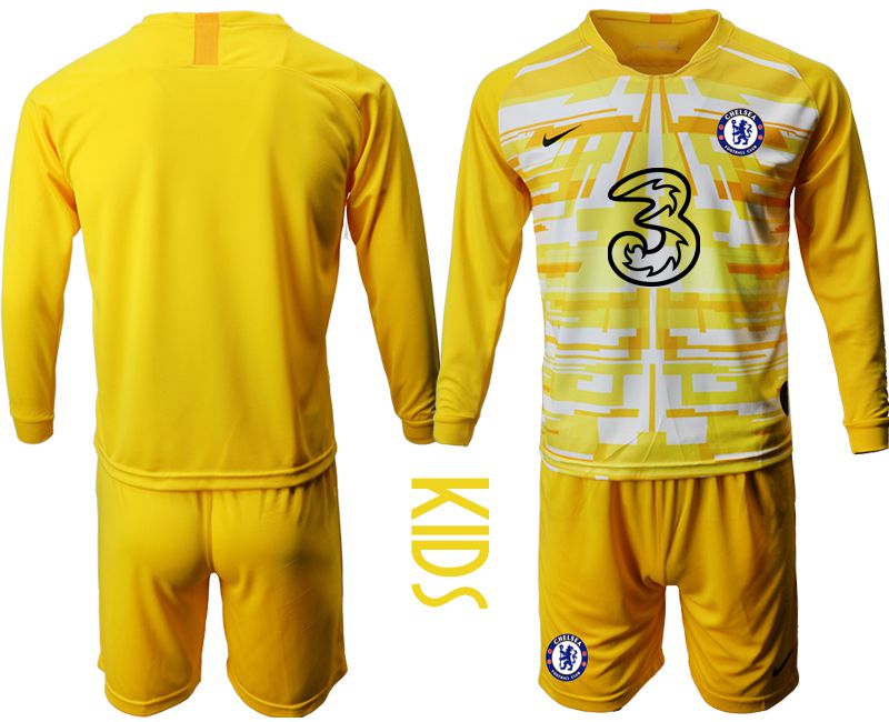 Youth 2020-2021 club Chelsea yellow goalkeeper long sleeve Soccer Jerseys